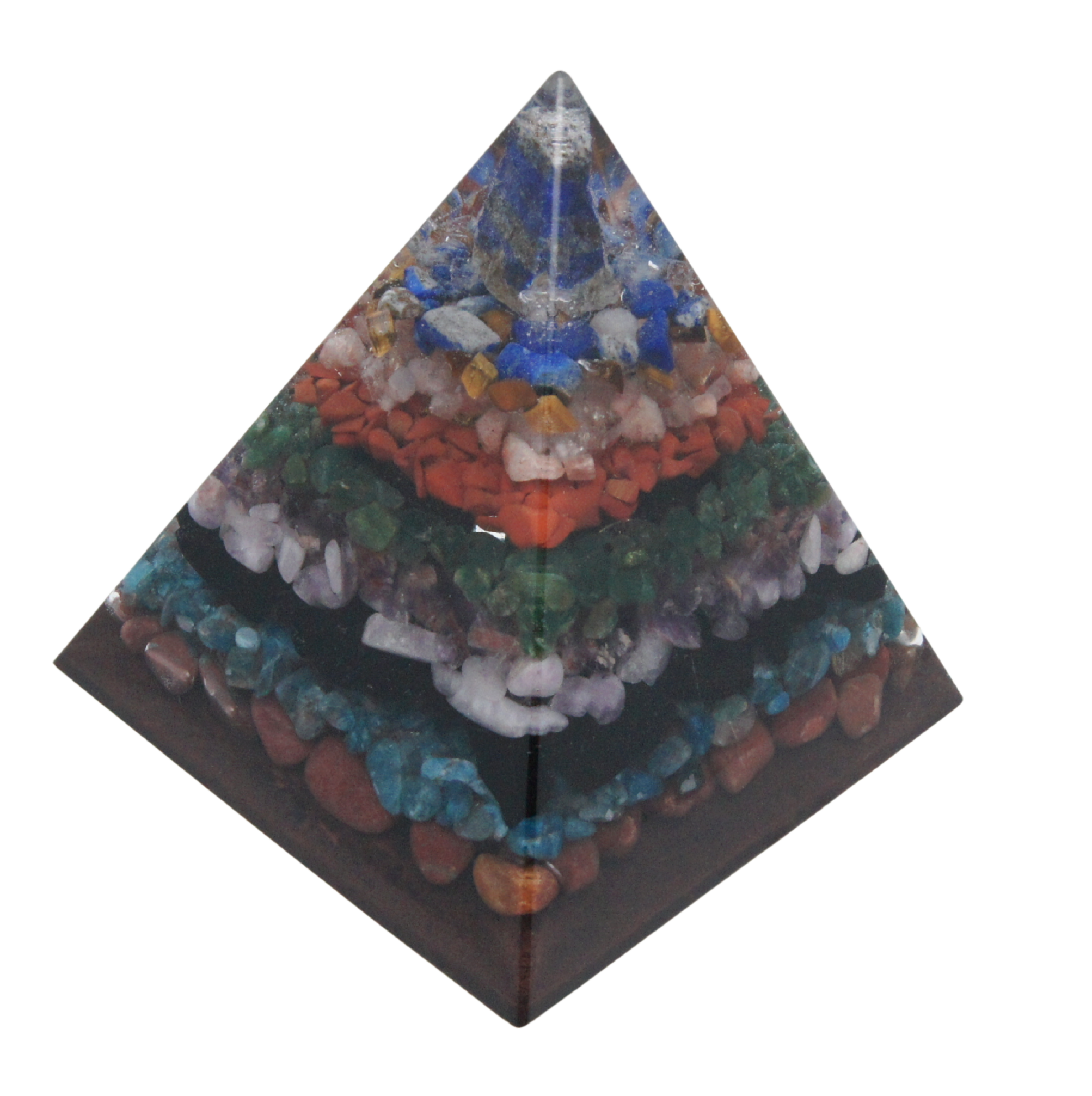 Pyramid with Lapis Lazuli and 15+ gemstones – symbol of intuition, wisdom and clarity.