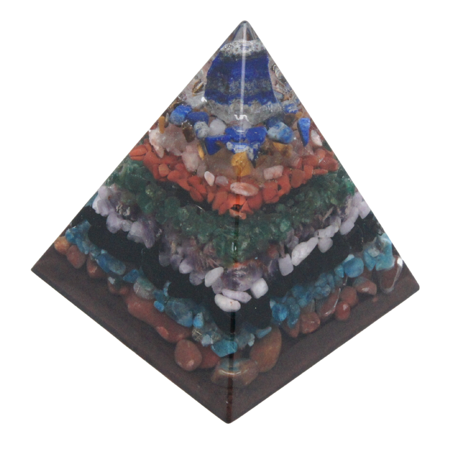 Pyramid with Lapis Lazuli and 15+ gemstones – symbol of intuition, wisdom and clarity.