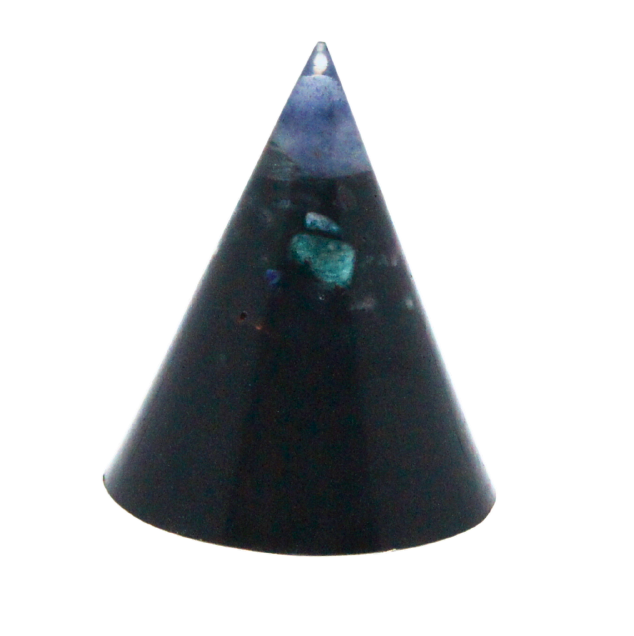 Kegel met Blauwe Kwarts en 20+ edelstenen – symbool van rust, communicatie en helderheid.
