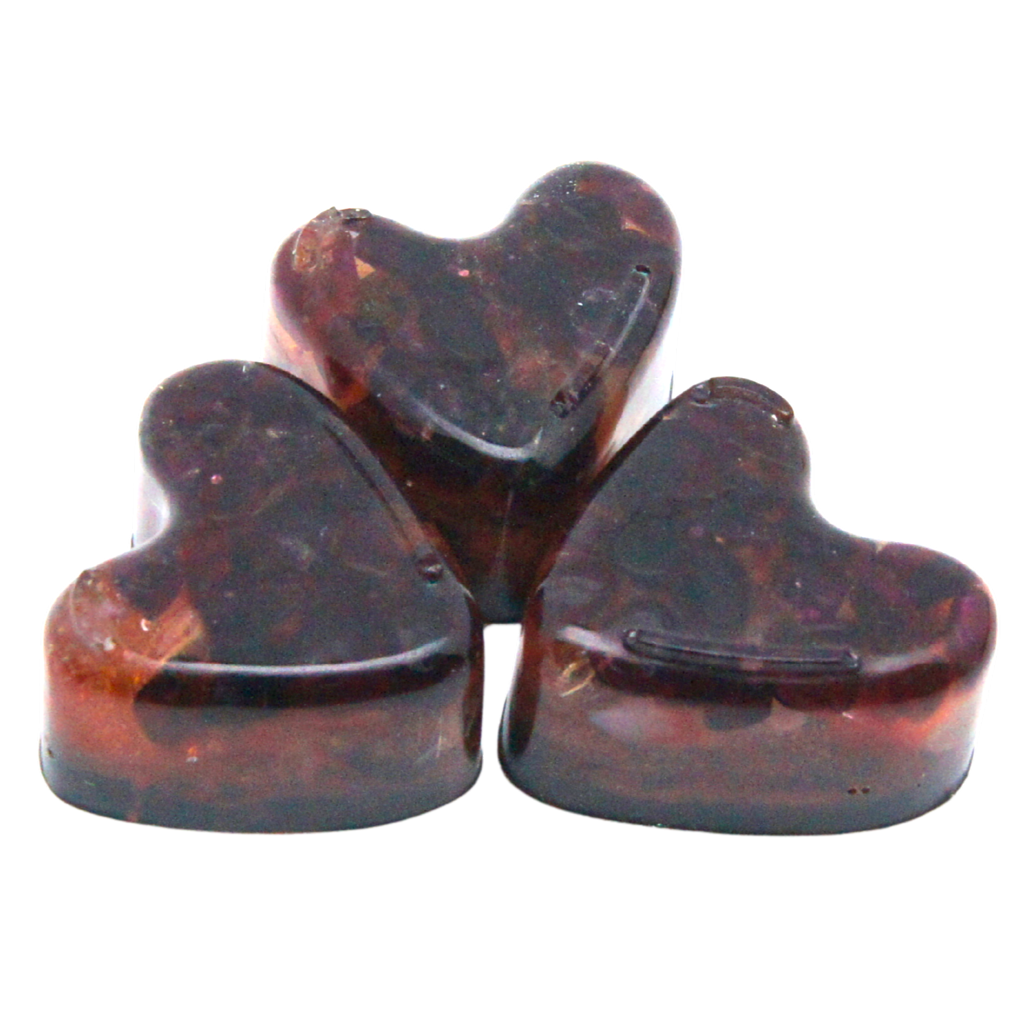 Heart with Garnet, Golden Rutile, Hematite and Clear Quartz – symbol of strength, light and protection.